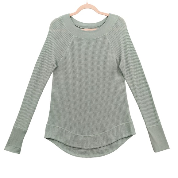 Prana Tops - prAna Women Gorpcore Athleisure Sheeba Waffle Knit Top L Sage Green Thermal Cozy